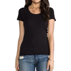 Theory Black Cotton Scoop Neck Fitted Tee Comfortable Short Sleeve T-Shirt SM